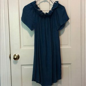 Off the shoulder blue dress
